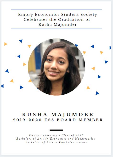 2020 ESS Board Member Graduate Rusha Majumder