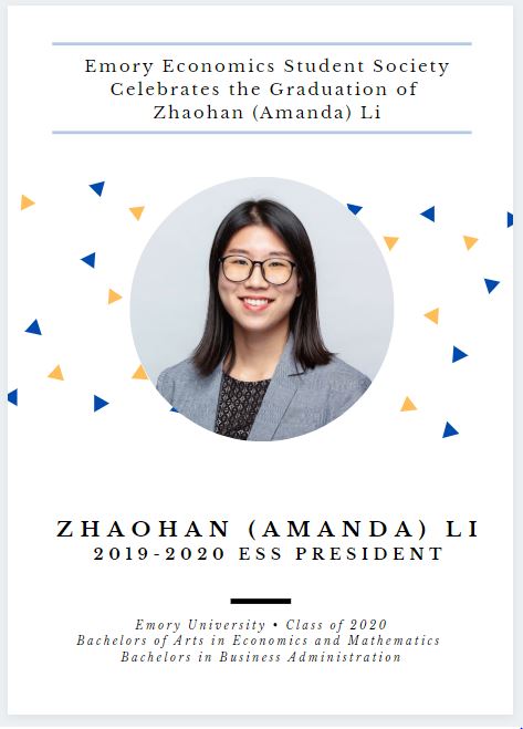 2020 ESS Board Member Graduate Zhaohan (Amanda) Li